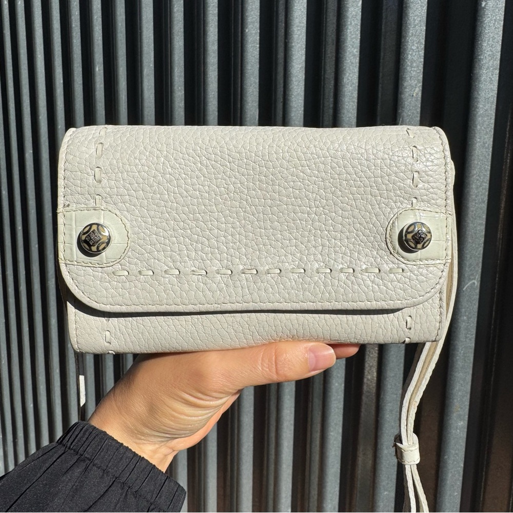 Brighton White Leather Wallet Crossbody